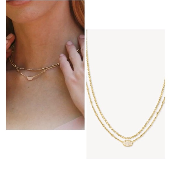 Kendra Scott Emilie Gold Multi Strand Necklace in Iridescent Drusy